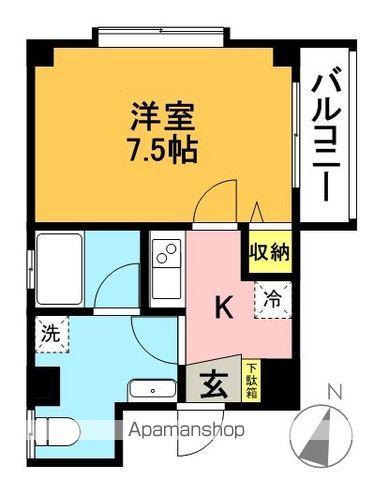 シンシア代田橋Ⅲ(1K/3階)の間取り写真