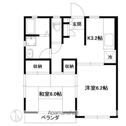 パルデンス加々美(2K/2階)の間取り写真