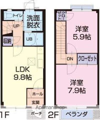 ＢＥＬＬＥ　ＳＨＩＮＥ(2LDK)の間取り写真