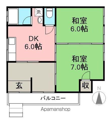 すみか荘(2DK/2階)の間取り写真