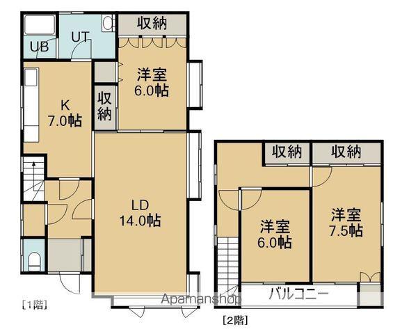 北海道函館市 2階建 築56年(3LDK)の間取り写真