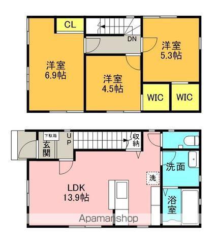 徳島線 石井駅(徳島) 徒歩10分 2階建 築10年(3LDK)の間取り写真