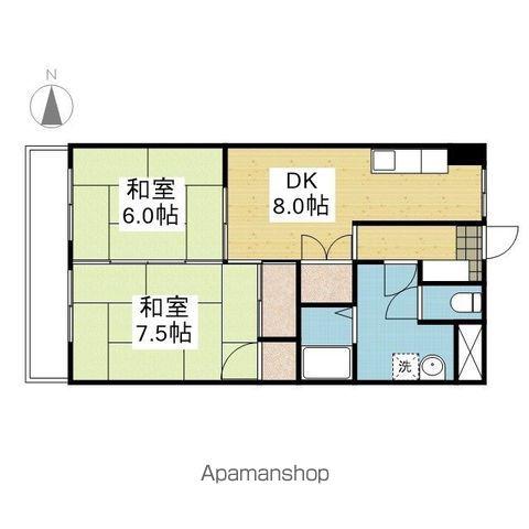 聖和ハイツ 西棟(2DK/5階)の間取り写真