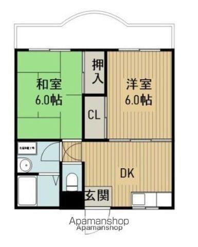 セゾンハイム(2DK/2階)の間取り写真