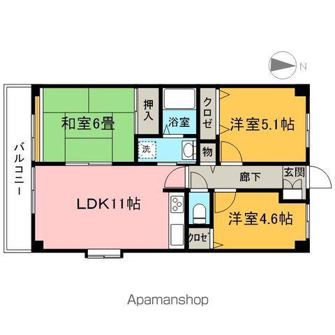 チェリーコート入間(3LDK/3階)の間取り写真