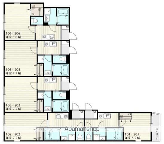 SKリデンテ北松戸(1K/2階)の間取り写真