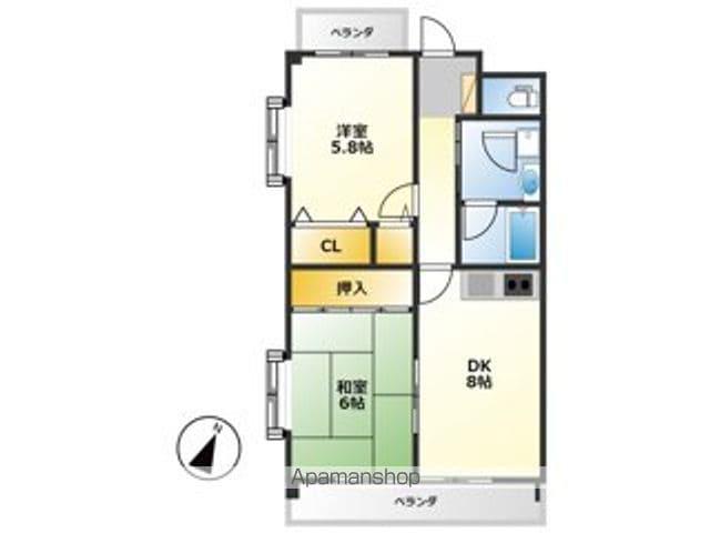 プリミエ貴生川(2DK/2階)の間取り写真