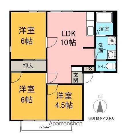 アーバンのぐちB(3DK/2階)の間取り写真