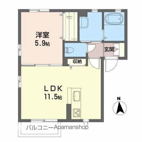 シャーメゾンM・Ⅱ(1LDK/2階)の間取り写真