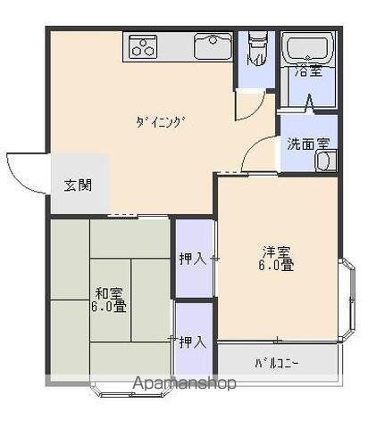 キャッスルⅢ(2DK/1階)の間取り写真