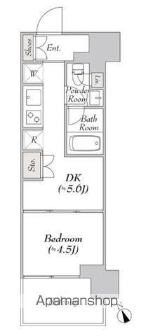 ウエリスアーバン水天宮前(1DK/12階)の間取り写真
