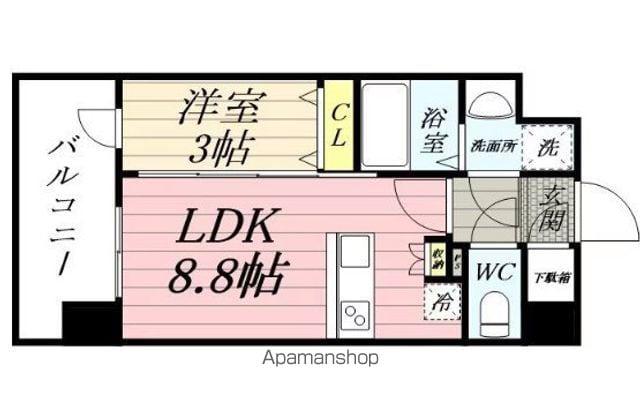 レジデンス百年橋リバーサイド(1LDK/3階)の間取り写真