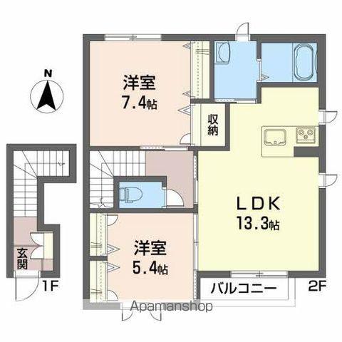 シャーメゾン南仙北B(2LDK/2階)の間取り写真