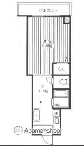 関マンション(1K/6階)の間取り写真