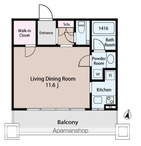 EPONOQU市ヶ谷(1K/8階)の間取り写真