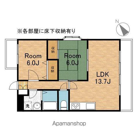 グランディスパイン(2LDK/4階)の間取り写真