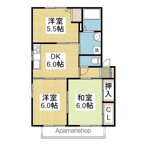 ルミナス北久米Ⅱ(3DK/2階)の間取り写真