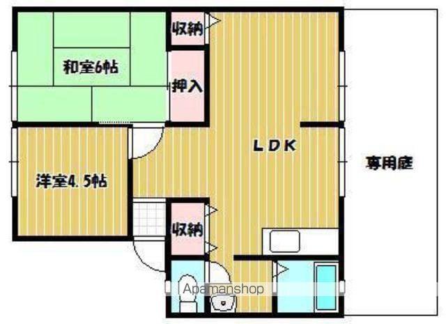 サンビレッジなかはらB棟(2LDK/1階)の間取り写真