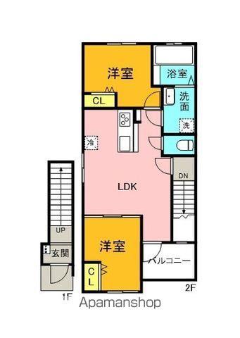 OPUS ONE DOI(2LDK/2階)の間取り写真