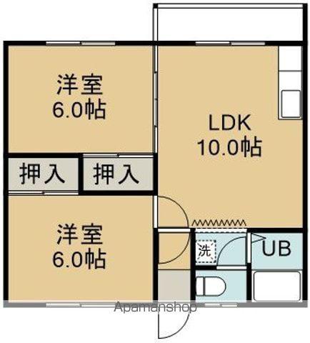 田辺マンション(2LDK/2階)の間取り写真