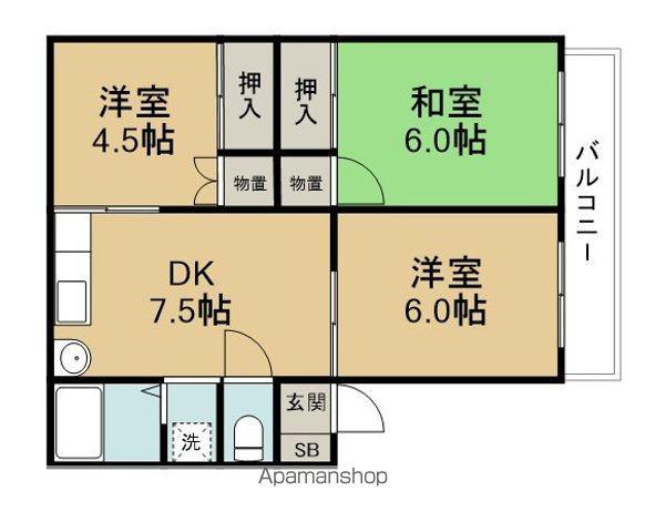 メ ゾ ン キ ク チ(3DK/1階)の間取り写真