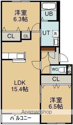 プリマヴェーラ(2LDK/4階)の間取り写真