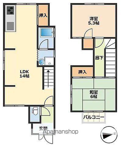 紀勢本線 海南駅 徒歩21分 2階建 築41年(2LDK)の間取り写真
