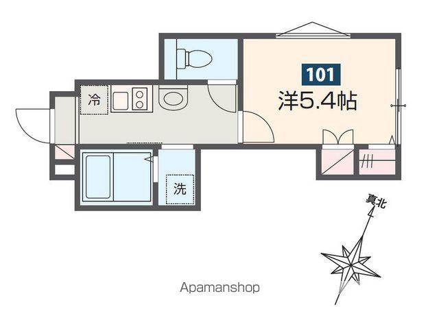 MELDIA矢川Ⅱ(1K/1階)の間取り写真