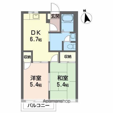 メゾンフォンテーヌ(2DK/1階)の間取り写真