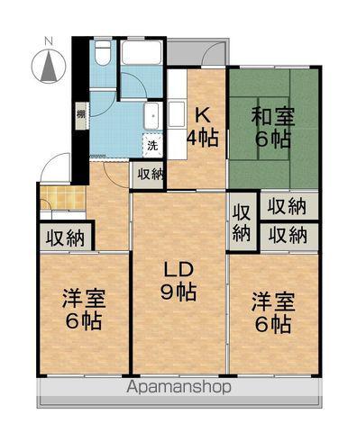 上松ハイツ(3LDK/3階)の間取り写真