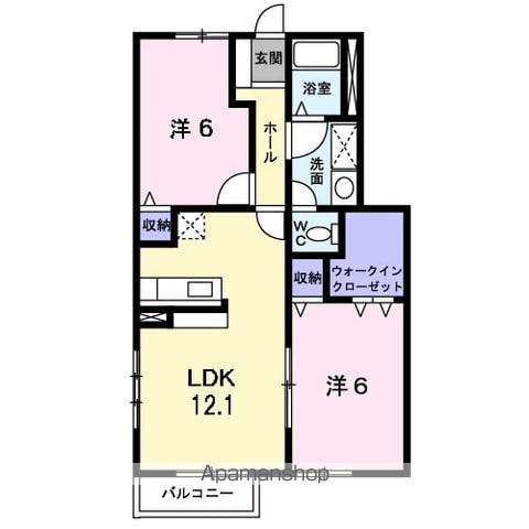 ピ-スフルハイツB(2LDK/1階)の間取り写真