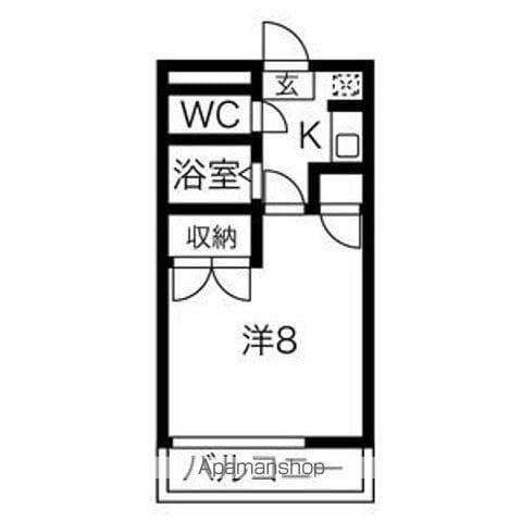 ベルシオン盛岡第一(1K/2階)の間取り写真
