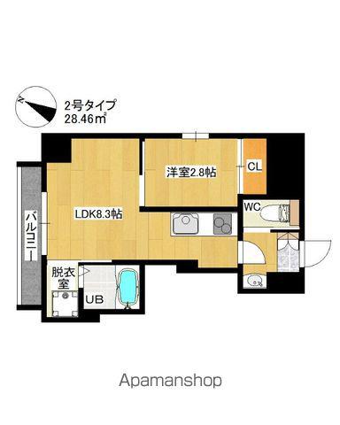 ADORE 六本松 PROUD(1LDK/4階)の間取り写真