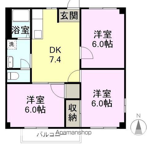 もりやまハイツ(3DK/1階)の間取り写真