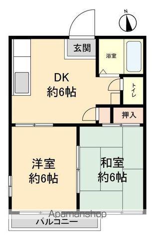 サンライフ野路2(2DK/1階)の間取り写真