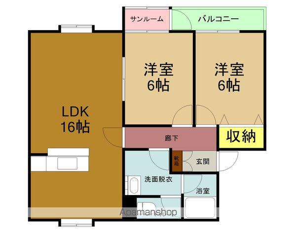 ユートピア湊高台2号棟(2LDK/1階)の間取り写真