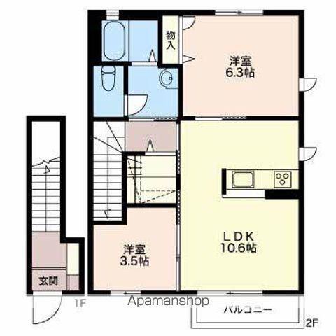 ハッピー8 B(2LDK/2階)の間取り写真