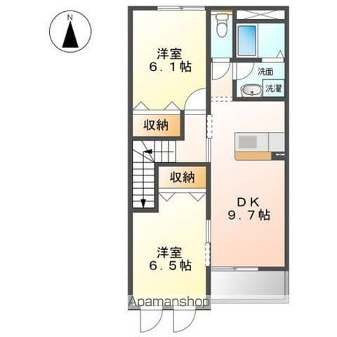 エバーブライト(2DK/2階)の間取り写真