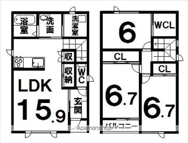 北海道帯広市 2階建 築10年(3LDK)の間取り写真