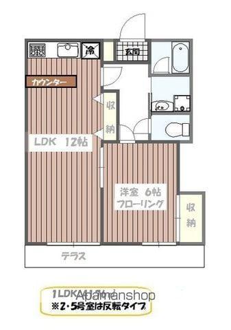 エレガンスBIN弐番館(1LDK/1階)の間取り写真