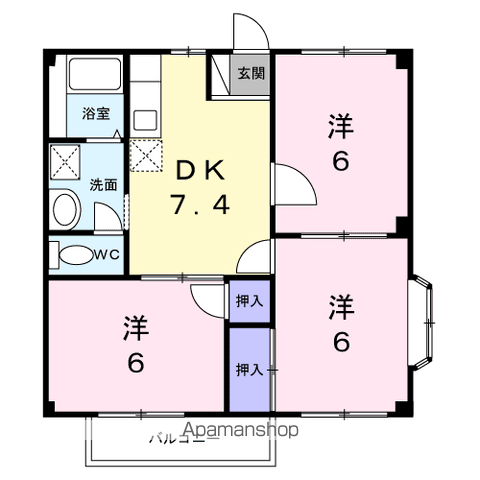 木下パークハイツ(3DK/1階)の間取り写真