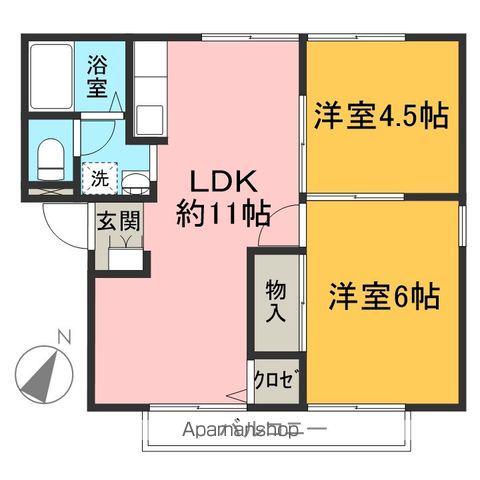 サカイハイツB(2LDK/2階)の間取り写真