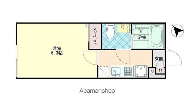 紬荘(1K/3階)の間取り写真