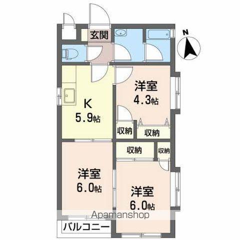 フォルテス南小泉(3K/3階)の間取り写真