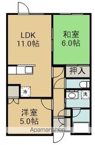 ガーデンパレス松陰(2LDK/2階)の間取り写真