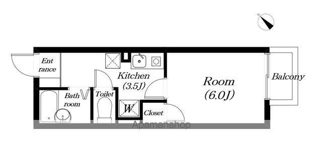 フォレストヴィラ(1K/1階)の間取り写真