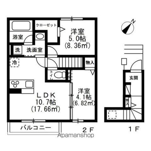 フローラ(2LDK/2階)の間取り写真