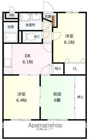 スクウェアガーデン東野(3DK/1階)の間取り写真