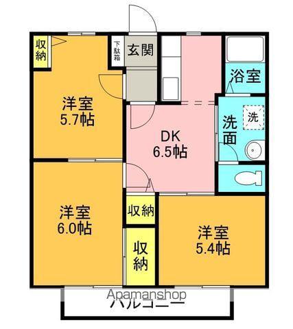 ナガオハイツ(3DK/2階)の間取り写真