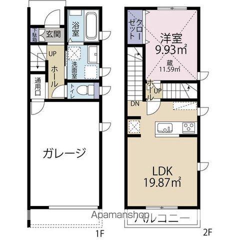 ヴィーブル上島（ガレージハウス）(1SLDK)の間取り写真